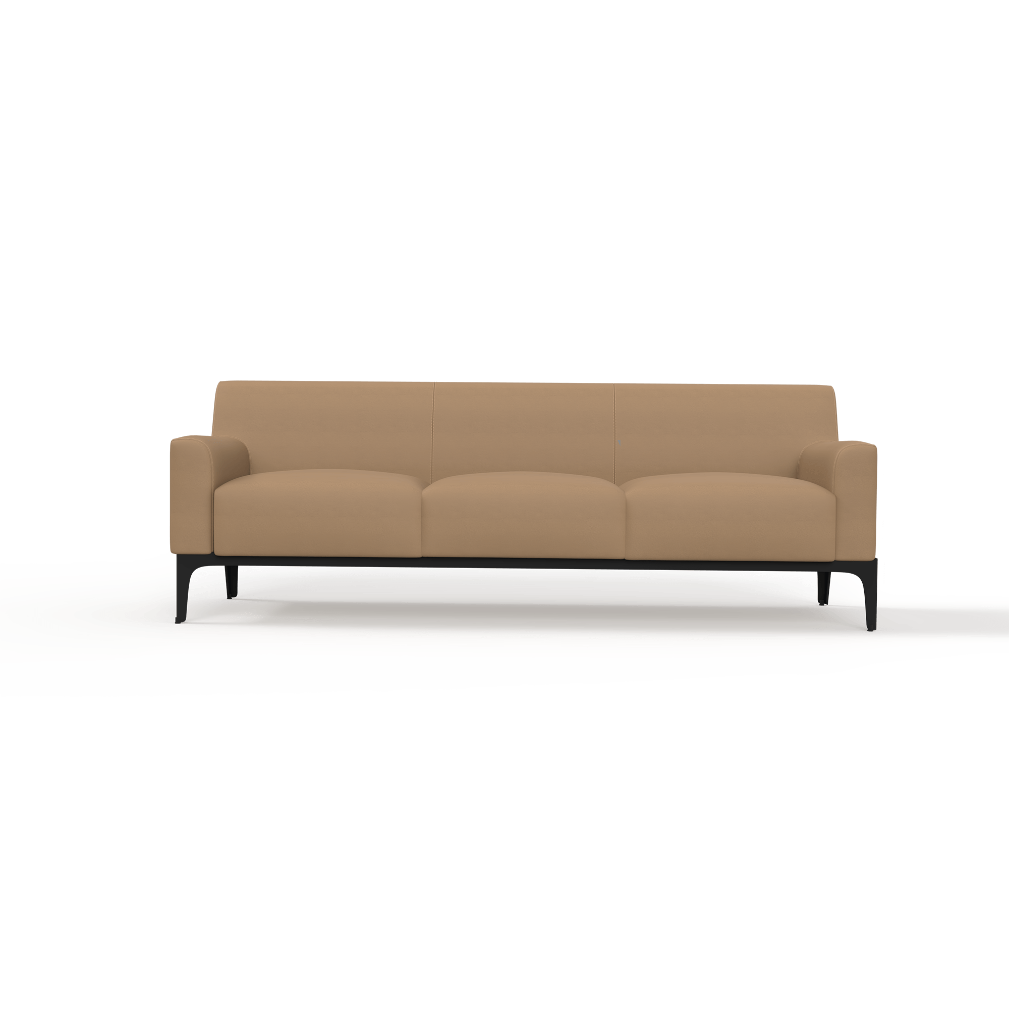 Cedar-Lounge-Chair-Metal-Walnut-and-Tan-PU-3-Seater-Front-3.png
